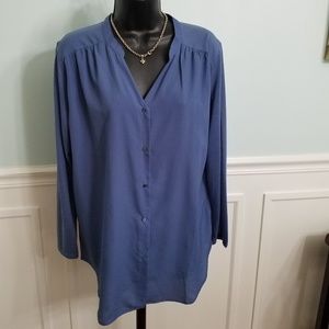 H & M Blue Blouse with Soft Cotton Sleeve & Back